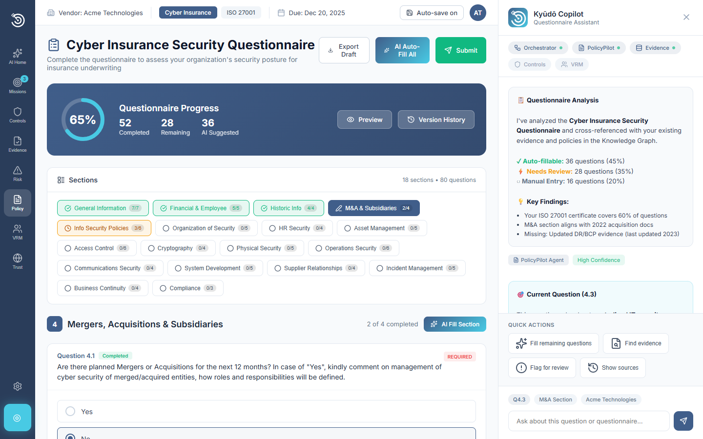 Pilot questionnaire portal
