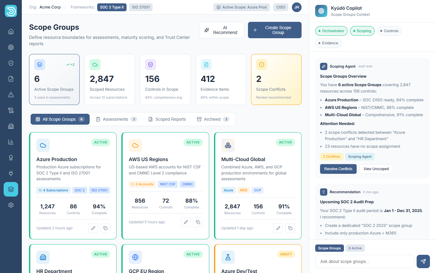 Scope groups management view