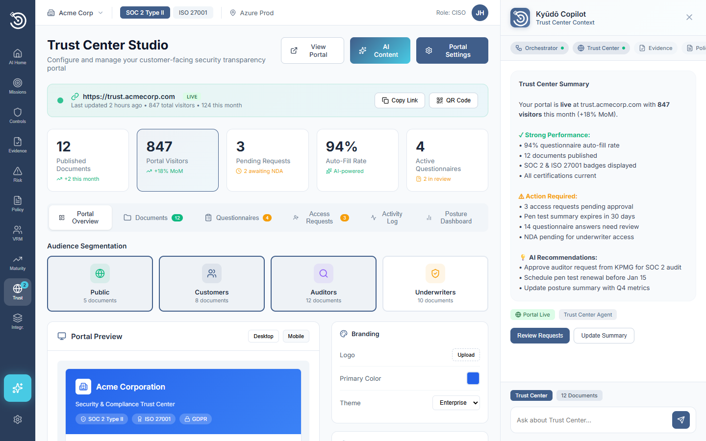 Trust Center portal
